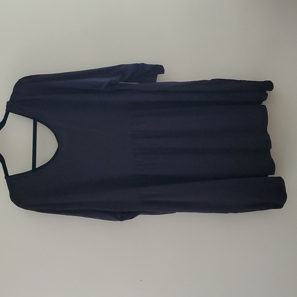 Black Tunic 3/4 Sleeve Crewneck Top Flowy Blouse Shirt sz 5x - Picture 3 of 12